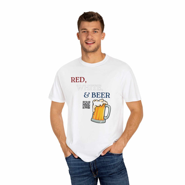 Unisex Garment-Dyed "Red White & Beer" T-shirt