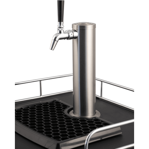 KOMOS® Wine Kegerator with NukaTap Stainless Steel Faucets - Front view with tower and 1 tap