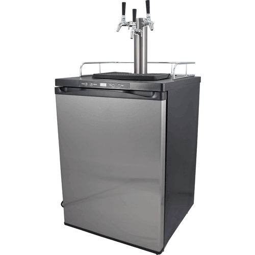 KOMOS® Kegerator with NukaTap Stainless Flow Control Faucets - Front Diagonal view