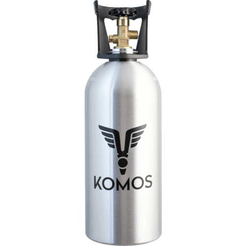 Komos 10LB CO2 Tank | Premium Aluminum | New | CGA320 Valve | US DOT Approved - Front view
