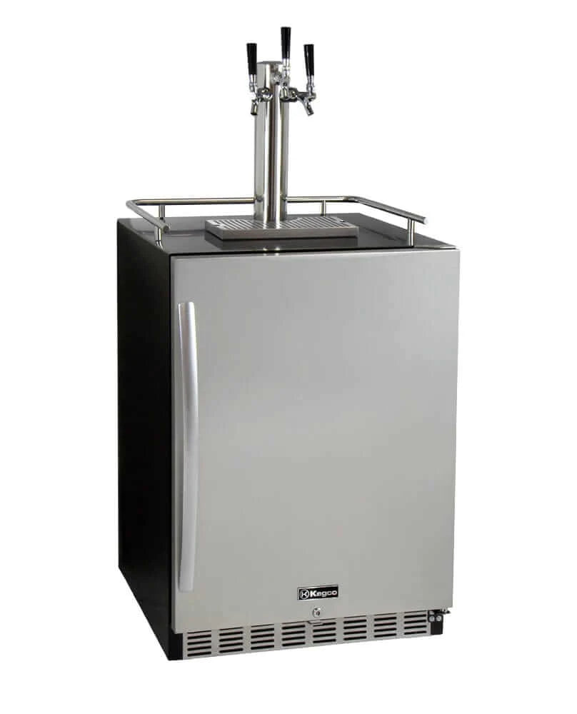 24" Wide Triple-Tap Stainless Steel Built-In Right-Hinge Kegerator with Kit