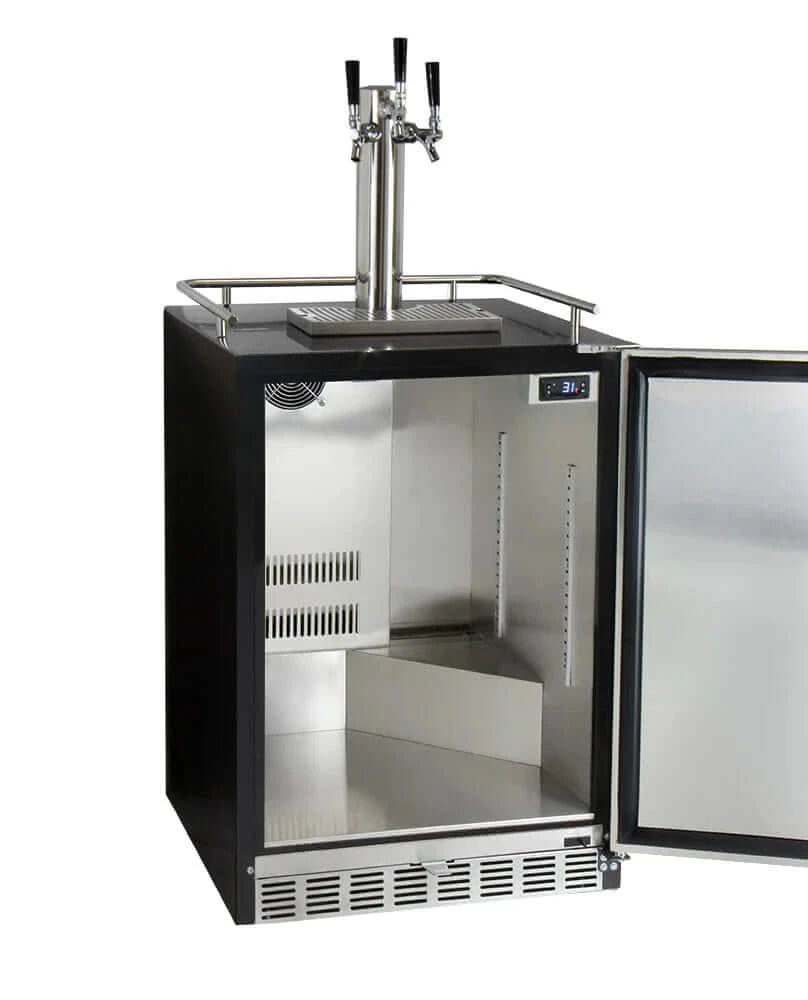24" Wide Triple-Tap Stainless Steel Built-In Right-Hinge Kegerator with Kit