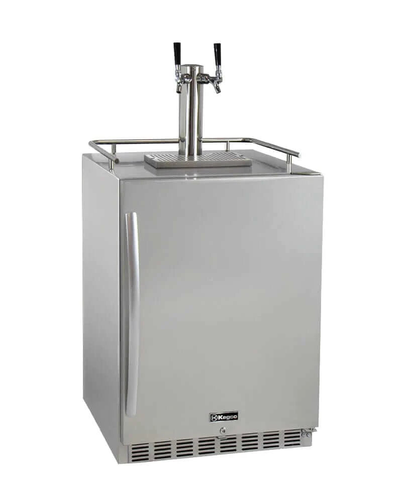 24" Wide Dual-Tap All-Stainless Steel Outdoor Built-In Right-Hinge Kegerator with Kit