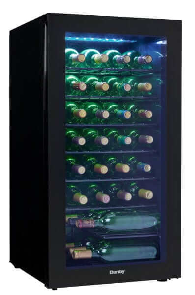 36 Bottle Free-Standing Wine Cooler in Black
