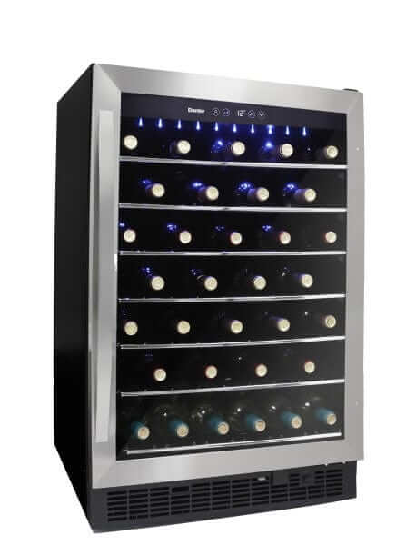60 Bottle Built-in Wine Cooler in Black Stainless Steel
