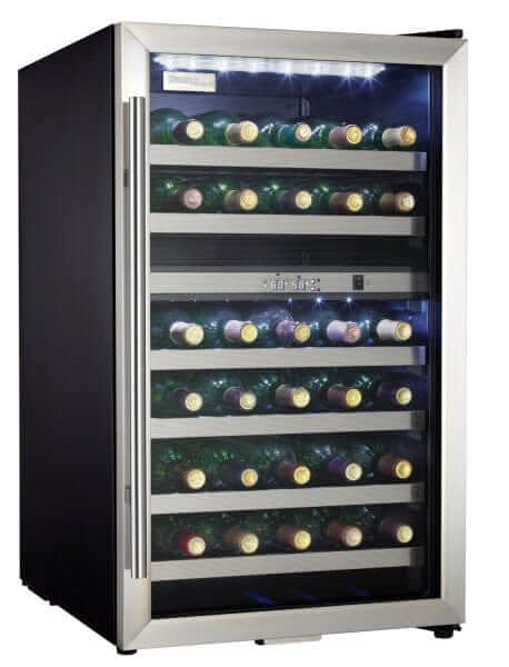 38 Bottle Free-Standing Wine Cooler in Black Stainless Steel