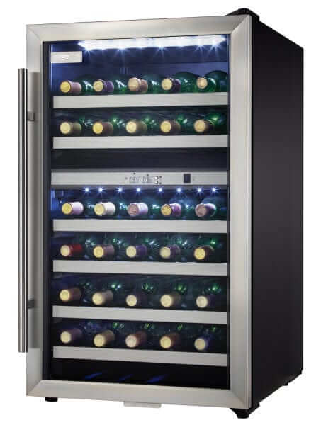 38 Bottle Free-Standing Wine Cooler in Black Stainless Steel