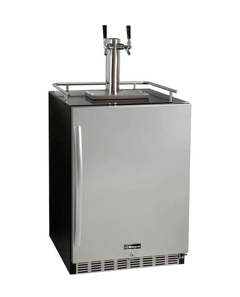 24" Wide Dual-Tap Stainless Steel Built-In Right-Hinge Kegerator with Kit