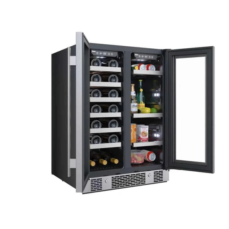 24-Inch Beverage Center, 21-Bottle, 64-Can Capacity, LED Lighting, Double Pane Glass